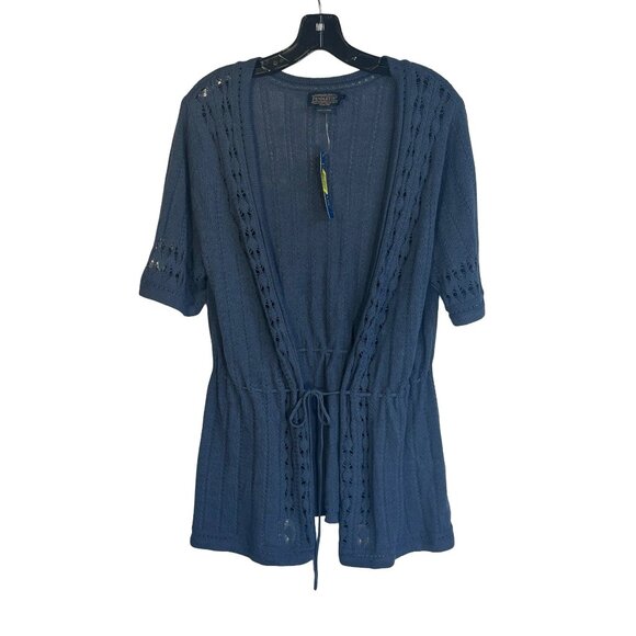 Pendleton Short Sleeve Cardigan Sweater Open Knit String Belt - Picture 1 of 5